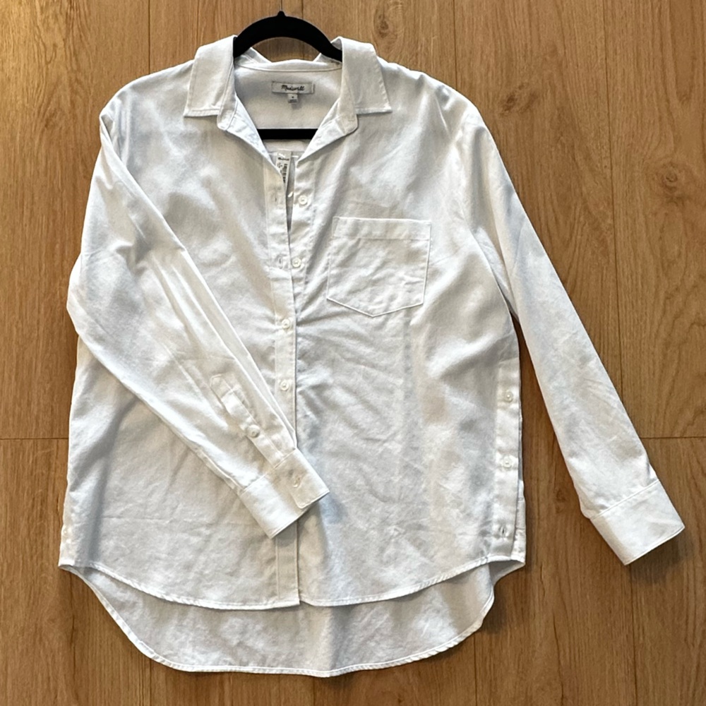 MADEWELL - NWT LS BUTTON DOWN COTTON BLEND SHIRT - WOMENS MEDIUM